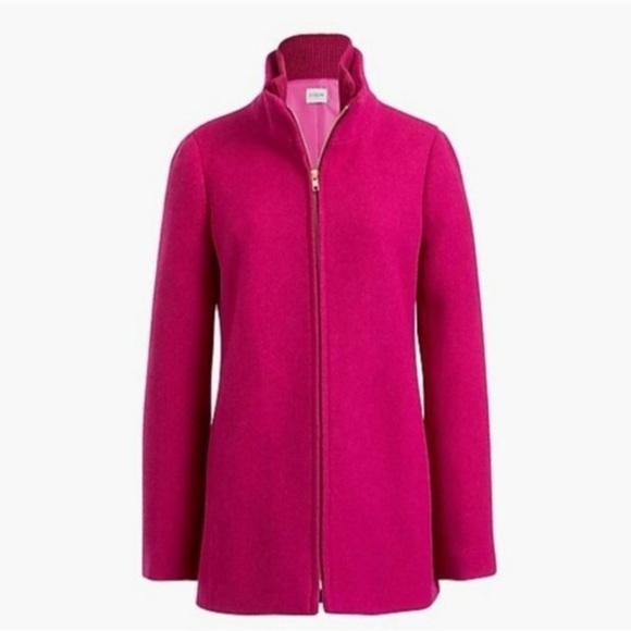 NWOT J. Crew wool blend pea coat in neon plum - Picture 3 of 9